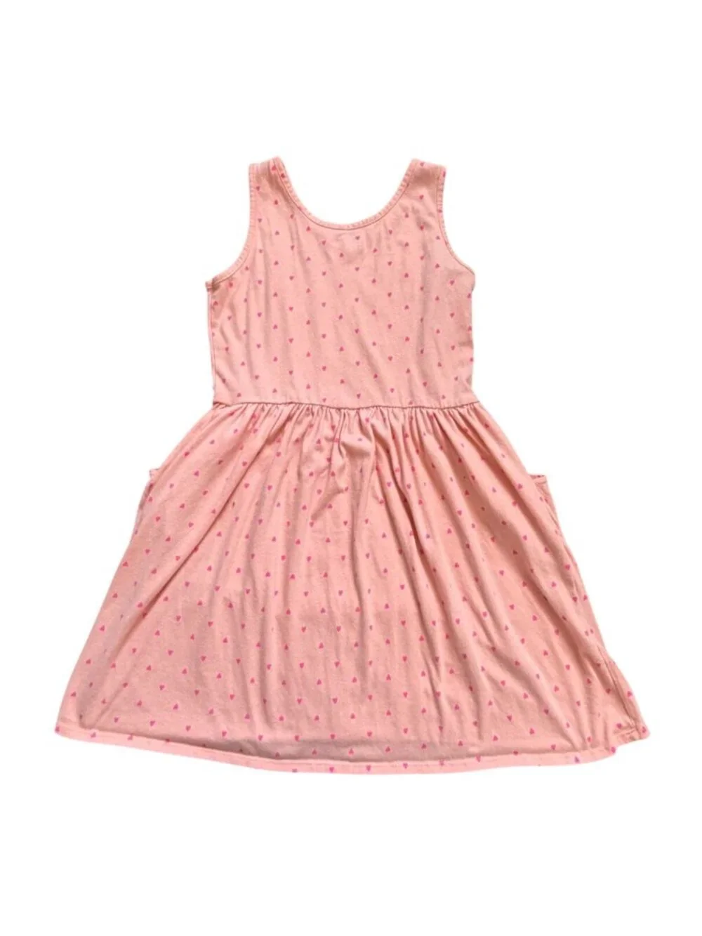 Cat & Jack Girls Sleeveless Dress With Heart Details-Orange/Pink-14-GUC